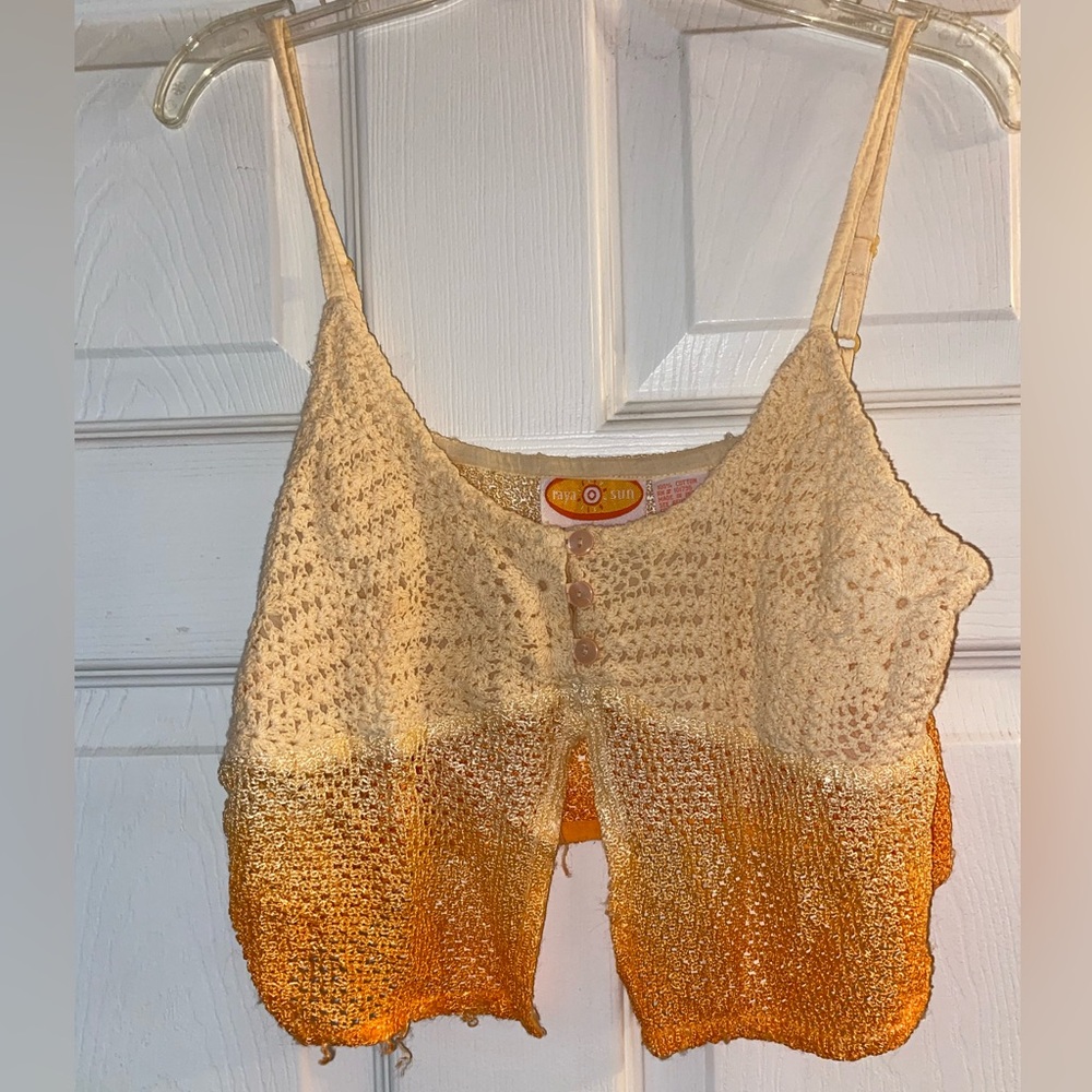 Ombré orange knit crop top